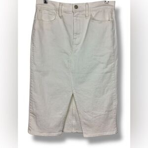 J. Crew White Split Front Denim Skirt Pencil Preppy coastal Classic